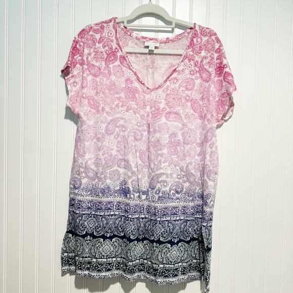 J. Jill Tops - J Jill Love Linen Paisley Tunic Top Multicolored Size Medium
